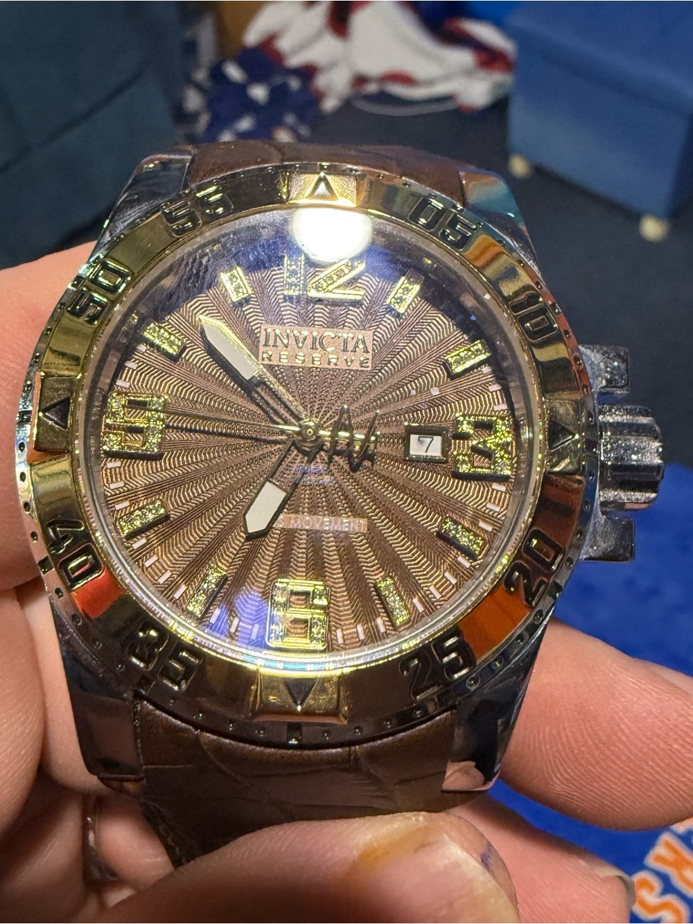 Mens Invicta Reserve 50mm Leather Reserve Excursion Diamond Watch 42628